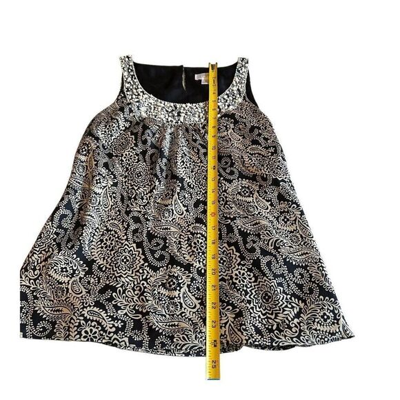 Loft Jeweled Black White Paisley Print Tank Top 8 Summer Spring Blouse Shirt - Picture 5 of 6